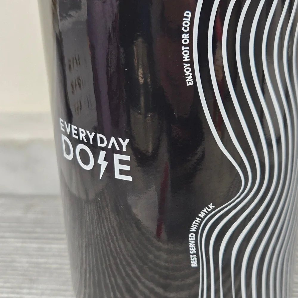 Everyday‎ Dose Mushroom Coffee UV Glass Jar Black White Wavy Storage Canister - Picture 6 of 11
